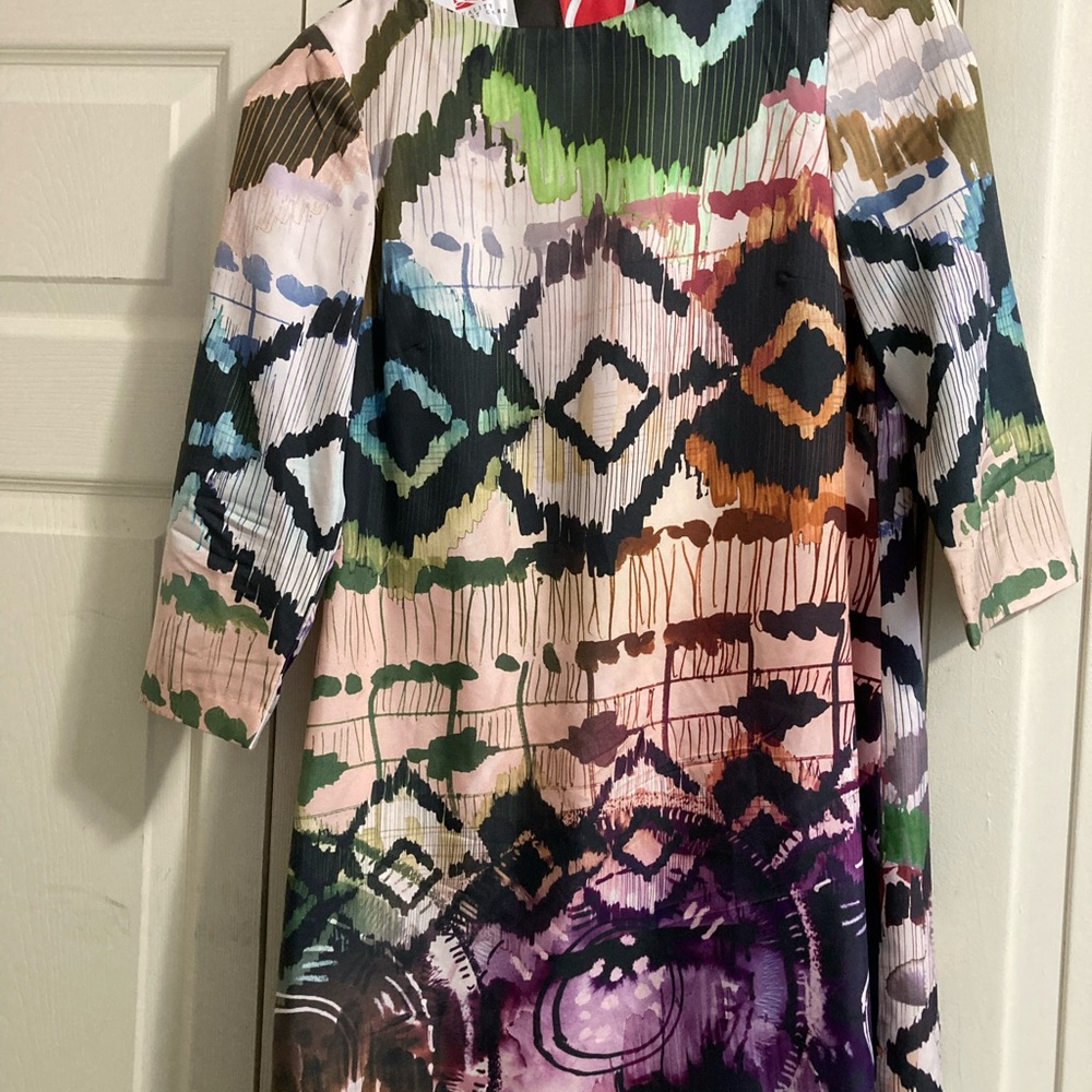 Ali Ro Shift Dress 100% Silk 3/4 Sleeve Size 6